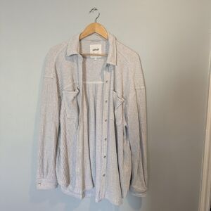 Aerie Lumberjane Waffle Button Up Gray Large